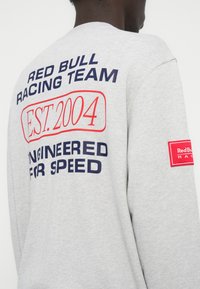 Γκρι φούτερ με τη φράση «RED BULL RACING TEAM» και «EST. 2004» σε μπλε σκούρο και κόκκινο κείμενο. Το δεξί μανίκι έχει μια κόκκινη ετικέτα Red Bull Racing.