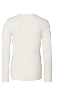 Witte ribstof top met lange mouwen en een ronde halslijn, met een strak ontwerp, voorzien van een gladde textuur en een nette afwerking bij de manchetten.