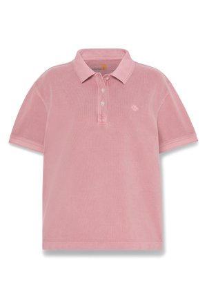 Pánská růžová polokošile s krátkým rukávem, límečkem, tříknoflíkovou légou a jemně vyšitým logem na levé straně hrudi.