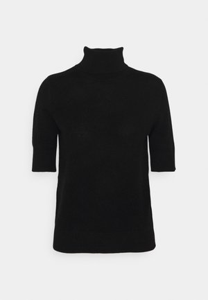 pure cashmere TURTLE NECK SHORT SLEEVE - Pullover - black