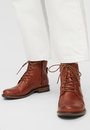 Schnürstiefelette - cognac