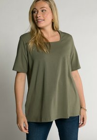Ulla Popken CARREE-AUSSCHNITT - T-shirt basic - khaki