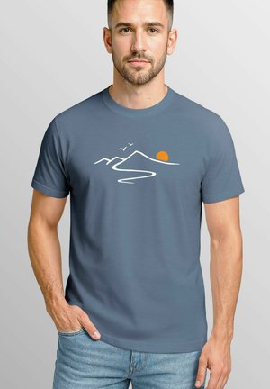 MINIMALISTISCHE BERG-GRAFIK FASHION - Print T-shirt - denim blue