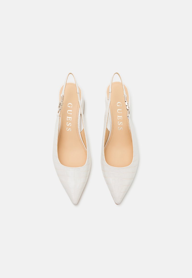 Guess Women's Byra Patent Heels - Ivory, Square Toe Block Heels, Size 6 Medium (B,M)