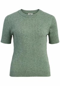 Kortærmet, ribbet sweater i lys grøn, lavet af blødt stof. Rund hals og tætsiddende design med en glat tekstur hele vejen igennem.