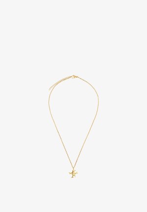 Delicate gouden ketting met een kleine abstracte stervormige hanger en een verstelbare sluiting.