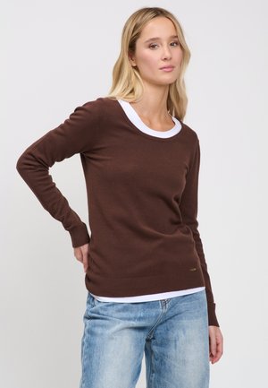 INFLUENCER, INFLUENCER PULLOVER CREW-NECK BASIC LINE PULL - Maglione - brown