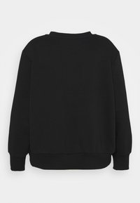 Zwarte sweatshirt met een relaxte pasvorm, ribgebreide mouwen en onderrand, en een zachte textuur. Het ontwerp heeft een ronde halslijn en verlaagde schouders.