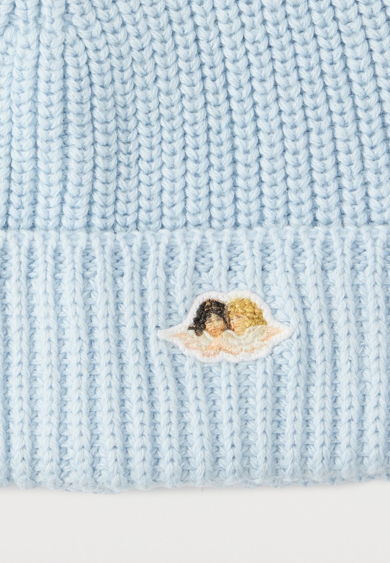 Fiorucci Black Ribbed Beanie with Light Blue Patch Logo Fiorucci Icon Angels Rib Beanie Blue Beanies Fiorucci main image 3