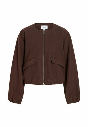 VILA, JACKET VIBALOU ZIPPER - Veste légère - coffee bean