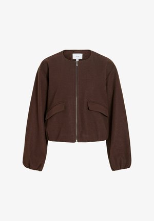 VILA, JACKET VIBALOU ZIPPER - Veste légère - coffee bean