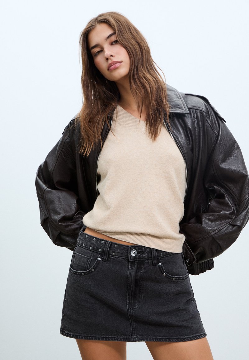 Stradivarius Minijupe - mottled light grey