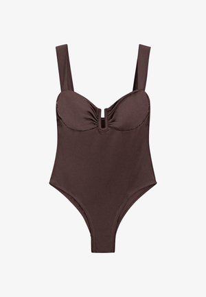 Massimo Dutti, SWIMSUIT WITH GATHERED DETAIL - Badeanzug - dark brown