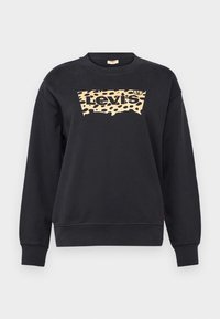 Felpa nera dal tessuto morbido, con il logo Levi's a stampa leopardata beige sul davanti e polsini e orlo a costine.