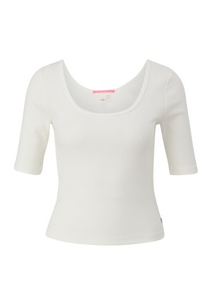 MIT TIEFEM RUNDHALSAUSSCHNITT - T-Shirt basic - creme
