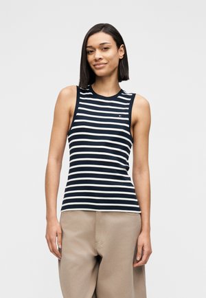 Tommy Hilfiger, SLIM CREW NECK TANK TOP - Topp - bretone dark night / ecru