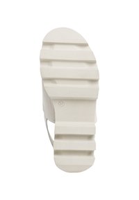 White rubber shoe sole with textured grooves and ridges. Rounded toe and wide heel. Size marked as 37. Smooth surface with minimal accents.