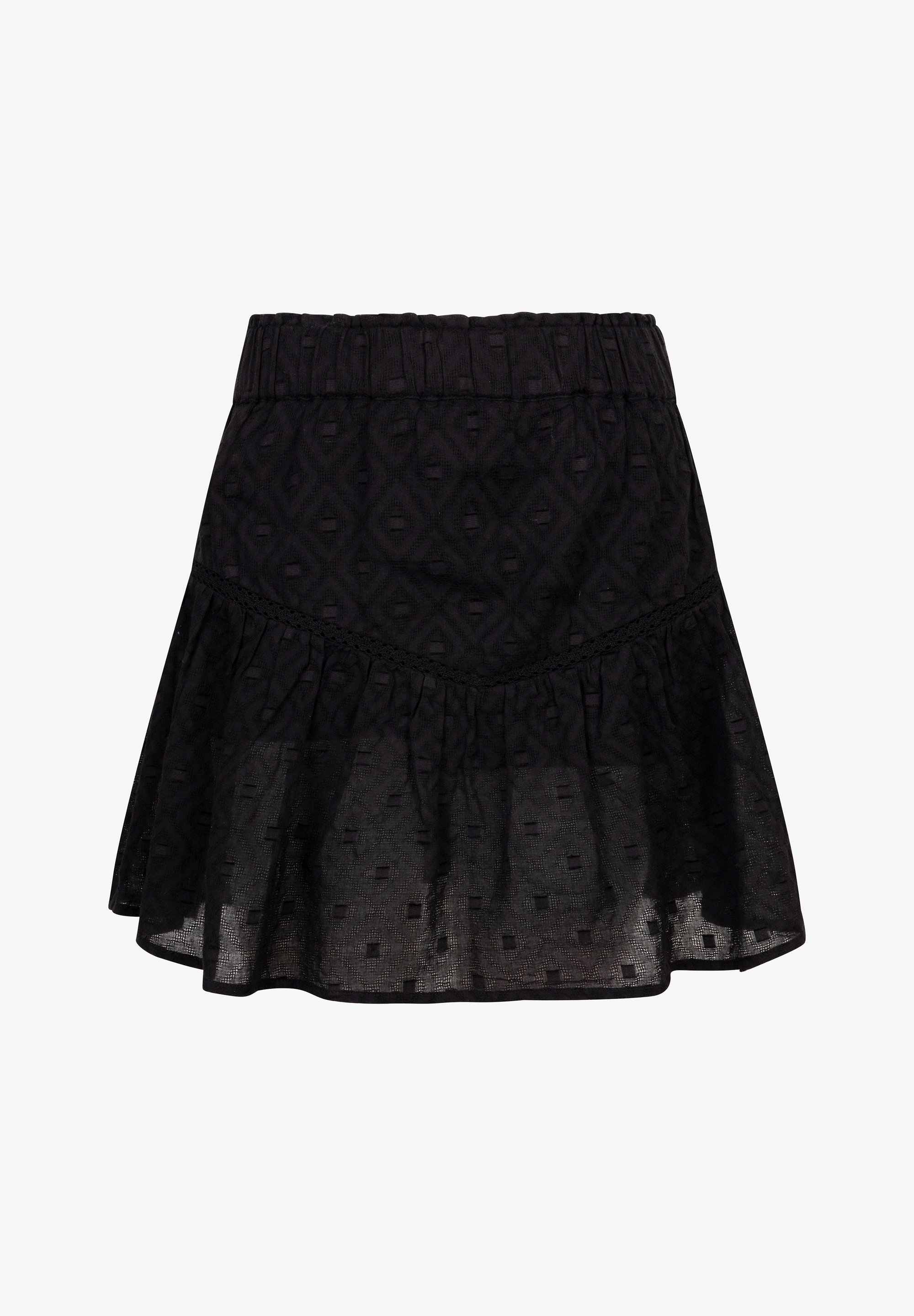 Indian Blue jeans LACE RUFFLE Plooirok black/zwart