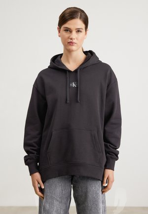 LABEL OVERSIZED HOODIE - Sweatshirt - black