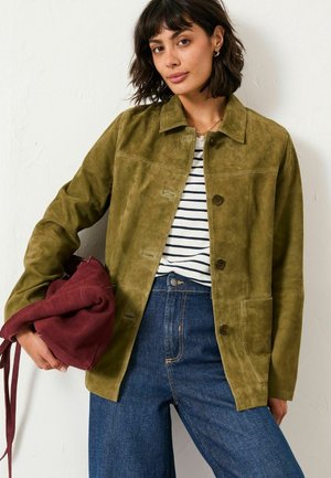 Leather jacket - olive green
