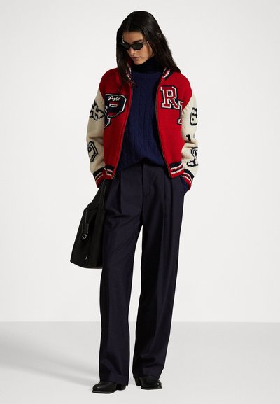 Polo Ralph Lauren WOOL BLEND ZIP LETTER CARDIGAN - Chaqueta de punto - red multi