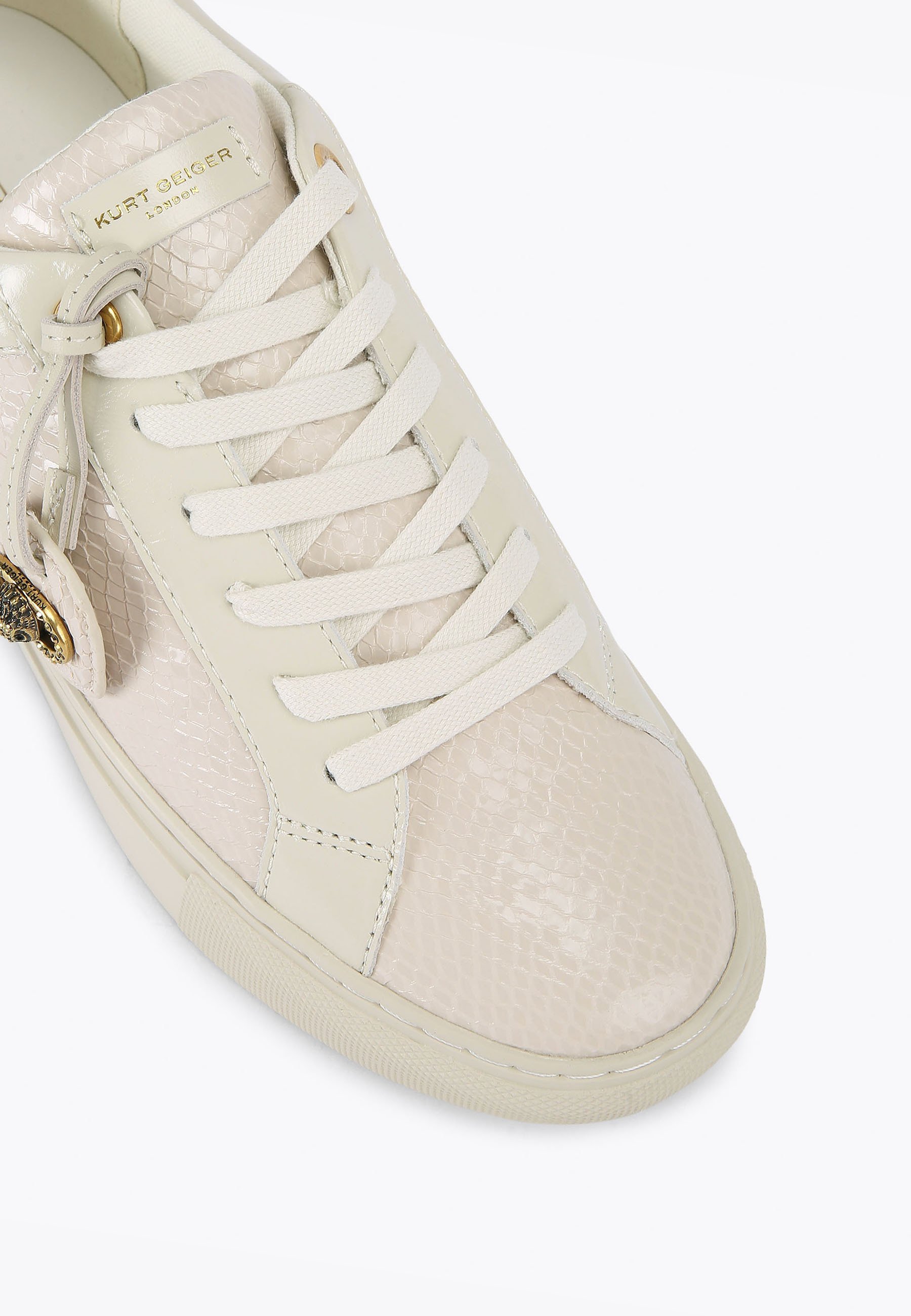 kurt geiger white and gold trainers
