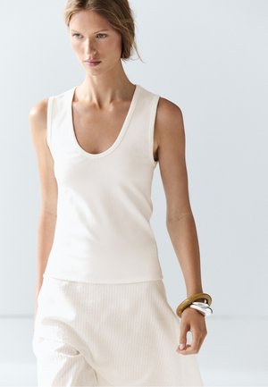 Massimo Dutti, SLEEVELESS V-NECK TOP - Top - white