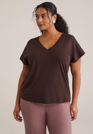 CURVE - T-shirt basique - dark brown