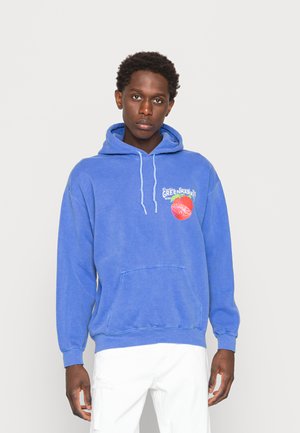 OVERDYED HOODIE WITH GREEN MARKET FRONT AND BACK PRINT UNISEX - Hoodie - od blue