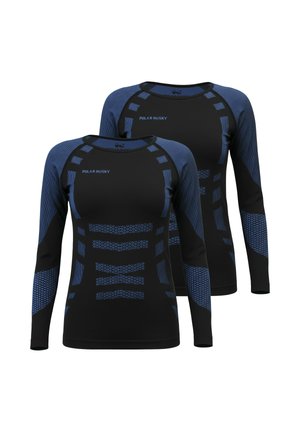 2 PACK THERMO LANGARM - Unterhemd/-shirt - blau/schwarz