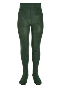 Collants verts texturés, avec un motif côtelé, une taille élastique et un orteil renforcé, offrant un ajustement confortable et une bonne couverture.
