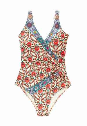 RUCHED SIDE TUMMY CONTROL - Uimapuku - ecru pink paisley