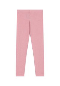 Leggings rosa chiaro realizzati in un materiale morbido ed elasticizzato. Presentano un cinturino morbido e un design semplice e privo di decorazioni.
