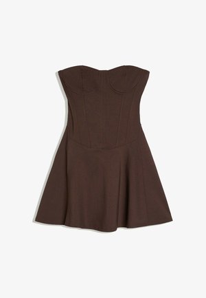 Bershka, OFF-THE-SHOULDER - MINI DRESS - Robe de jour - brown