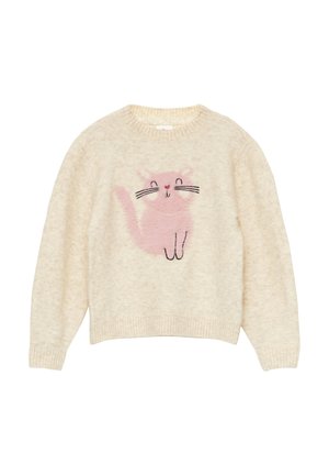MIT FLAUSCHIGEM KATZENMOTIV - Maglione - helles beige