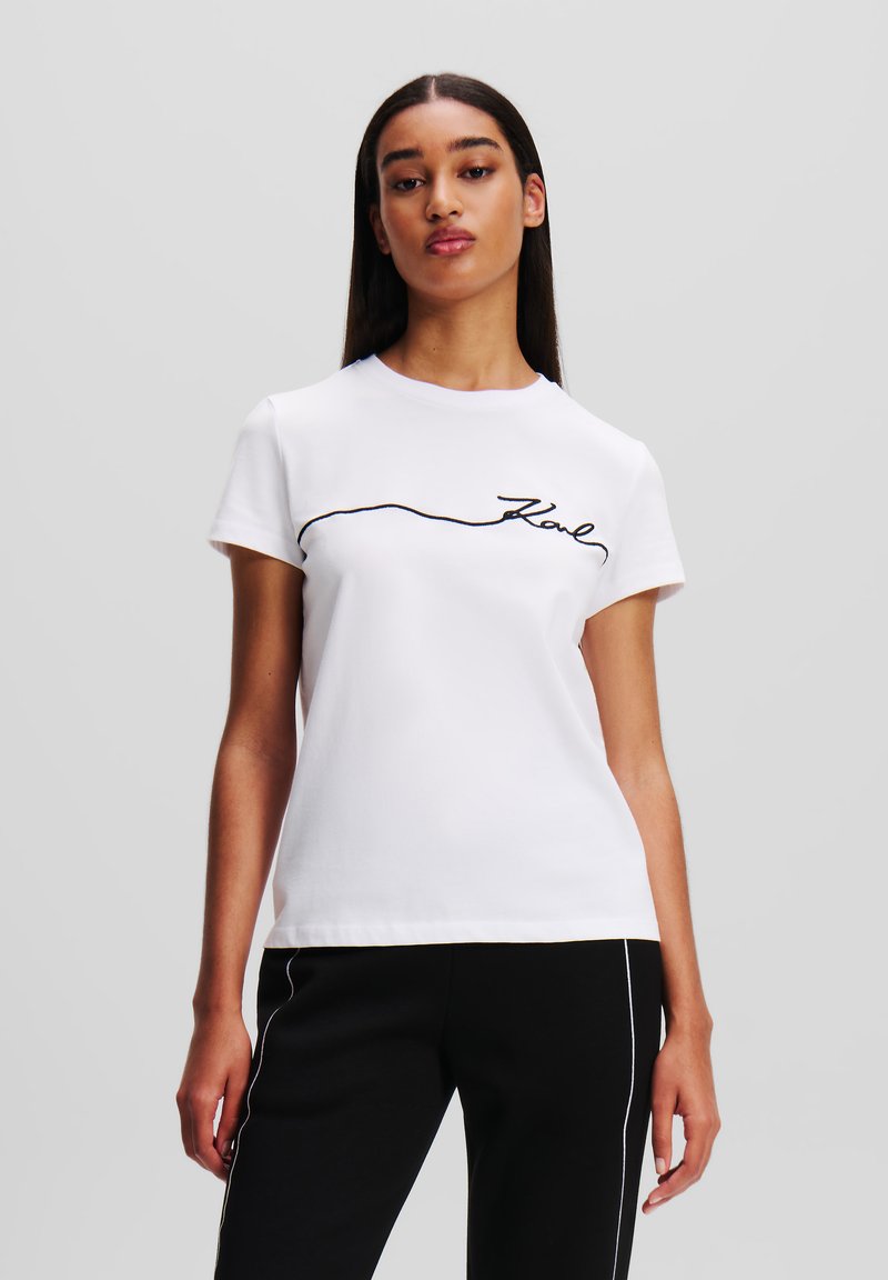 KARL LAGERFELD SIGNATURE - Triko s potiskem - white