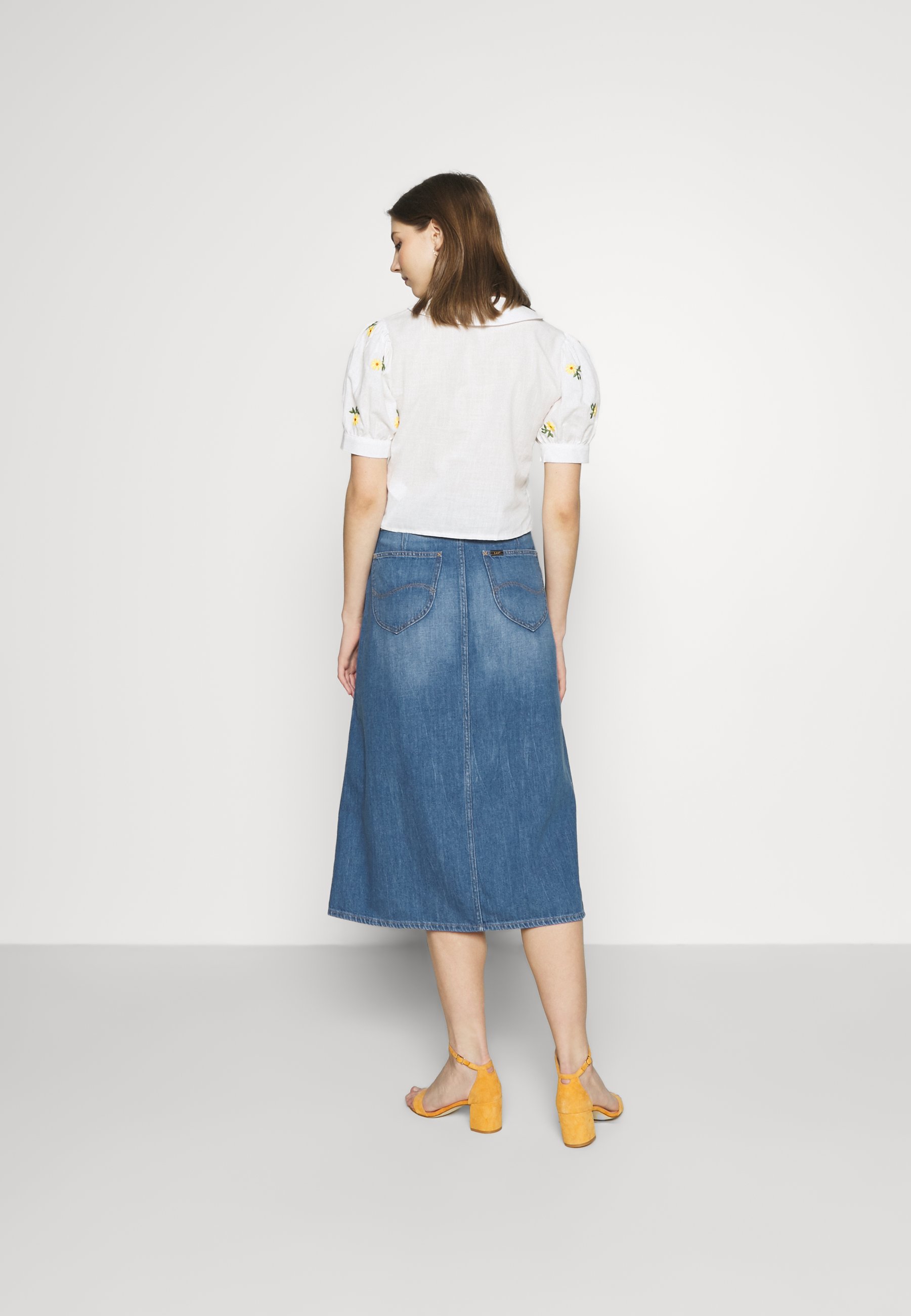 Lee BUTTON THROUGH - Jeansrok - mid wick/Blauw denim/bluedenim - Zalando.nl