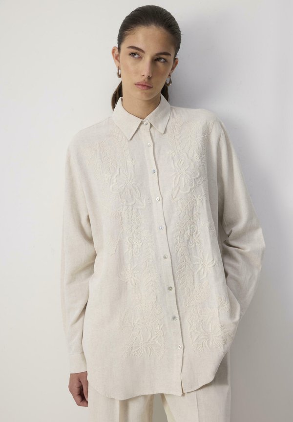 EMBROIDERED - Hemdbluse - natural