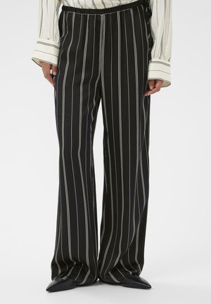 MARCELA PRINTED - Nohavice - black w white stripes