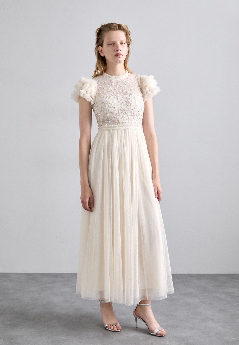 Needle & Thread DAHLIA DITSY BODICE ROUND NECK ANKLE GOWN - Robe de cocktail - cream