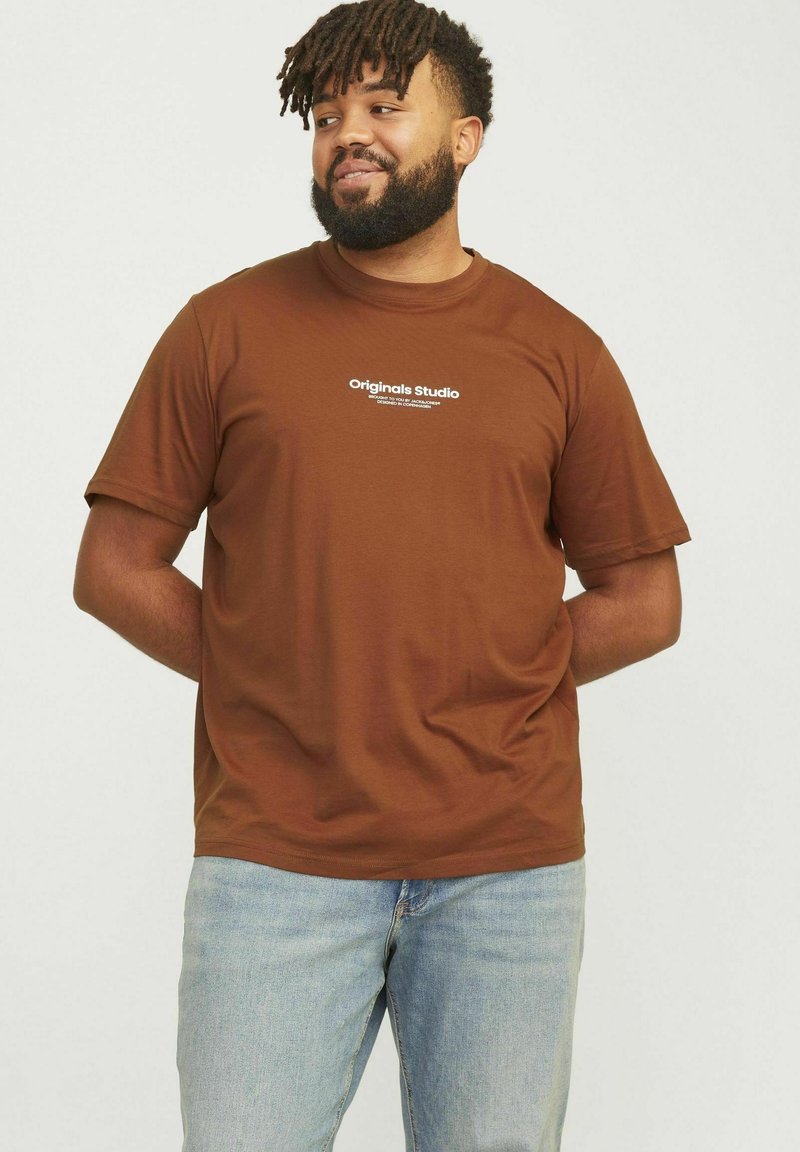 Jack & Jones JORVESTERBRO TEE CREW NECK - T-shirts print - brown
