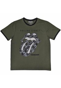 Paradiso Clothing THE ROLLING STONES BLACK & WHITE TONGUE RINGER - Print T-shirt - green