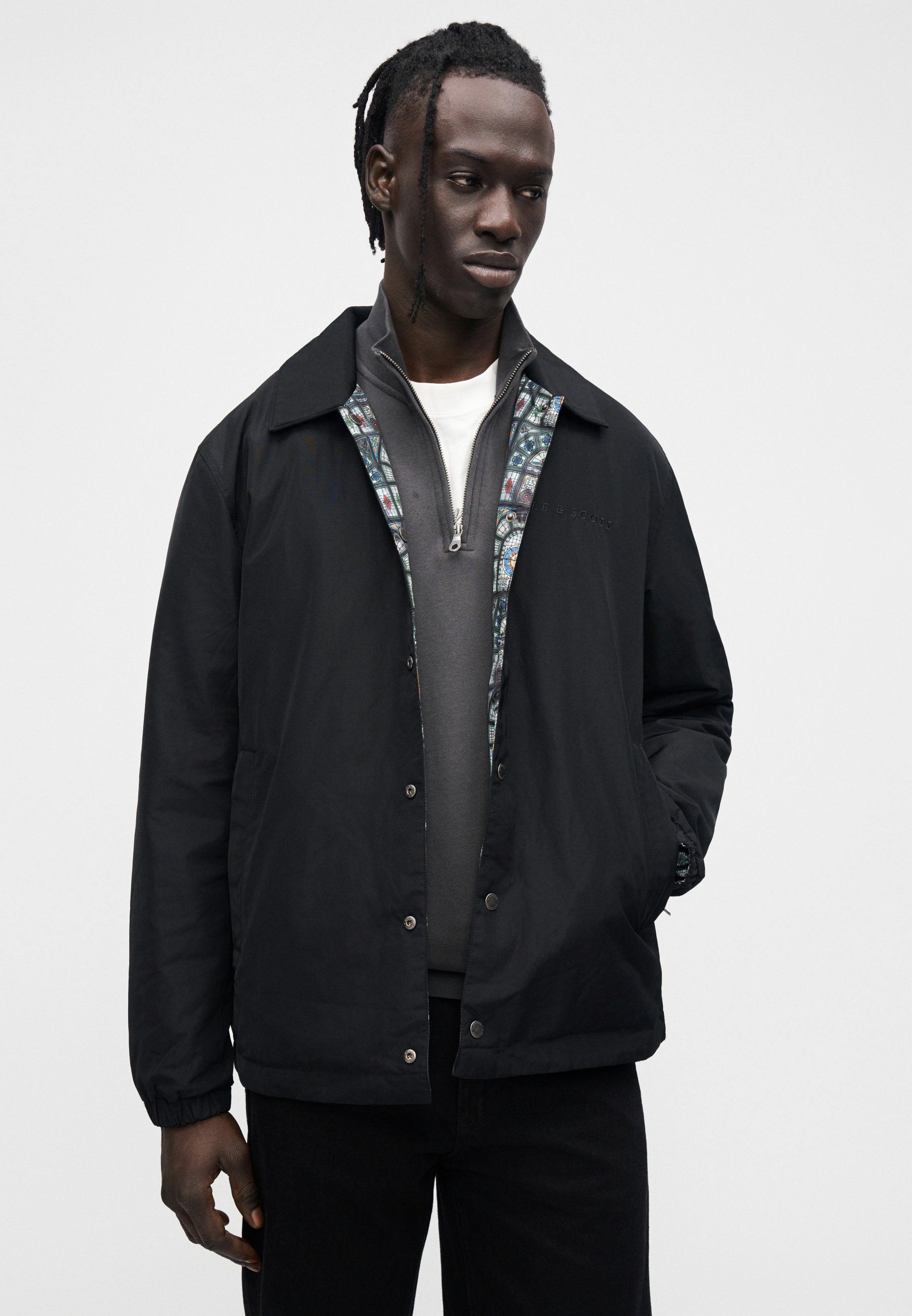 Lyle & Scott REVERSIBLE PRINTED JACKET - Light jacket - jet black