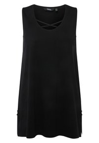 Ulla Popken LONG ZIERBÄNDER RUNDHALS ÄRMELLOS - Top - noir