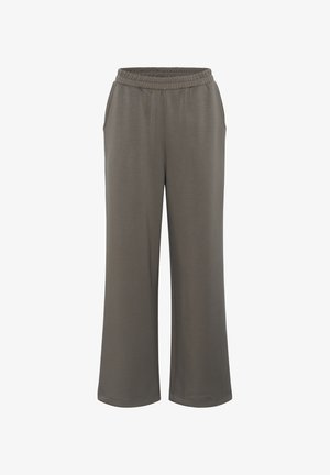 Široke, tamnosive hlače s elastičnim strukom i bočnim džepovima, dizajnirane za svakodnevno nošenje.