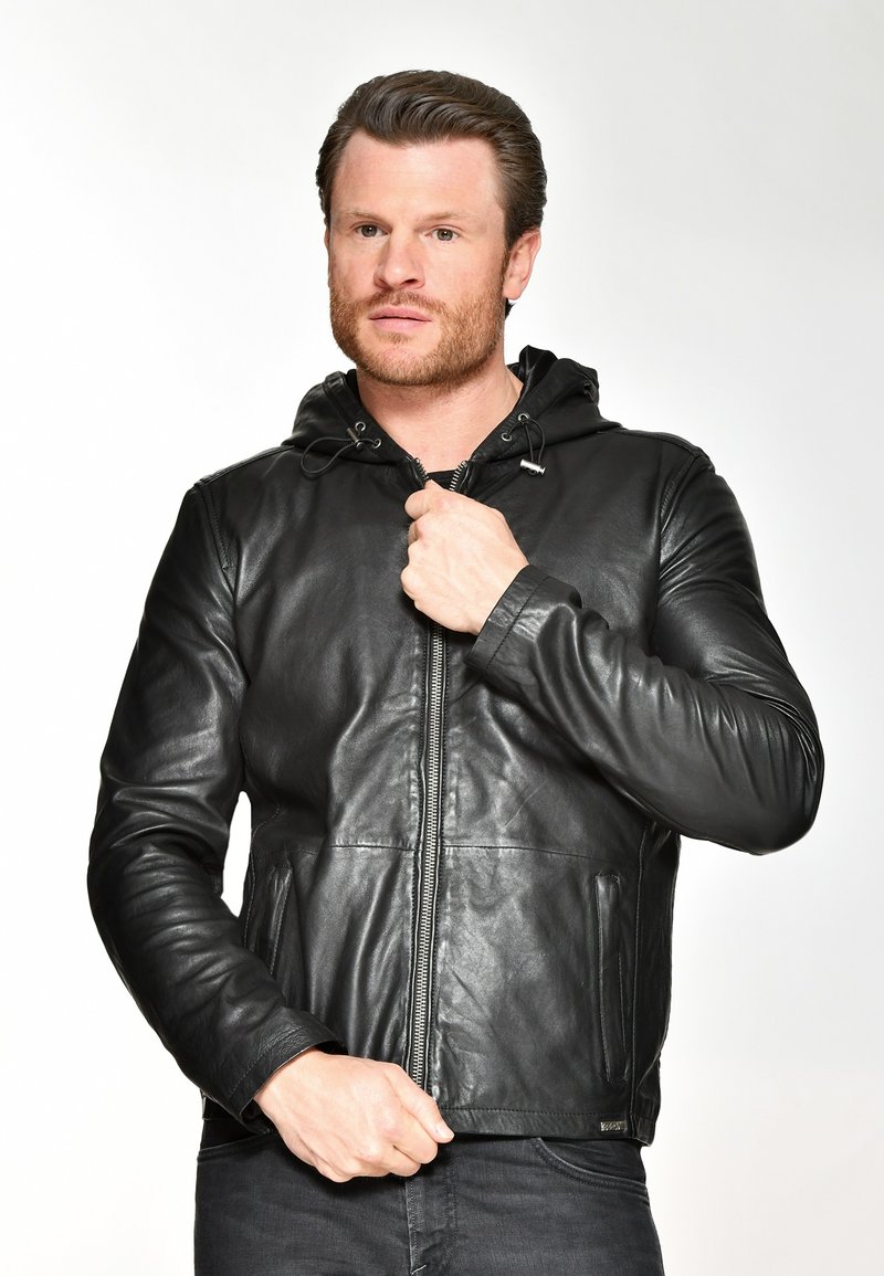 Maze - KAPUZE ESTERO - Leather jacket - black, Enlarge