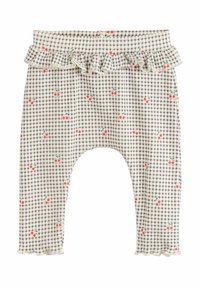 Valged ja hallid ruudulised legginsid, millel on volangiga vöökoht. Omab väikseid punaseid kirsimustreid ning volangiga äärt pahkluude juures.