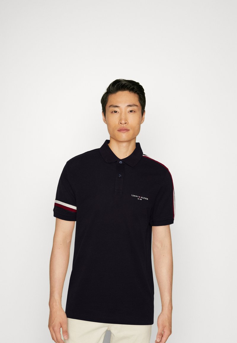 Tommy Hilfiger GLOBAL SLEEVE Polo shirt desert sky/dark blue Zalando