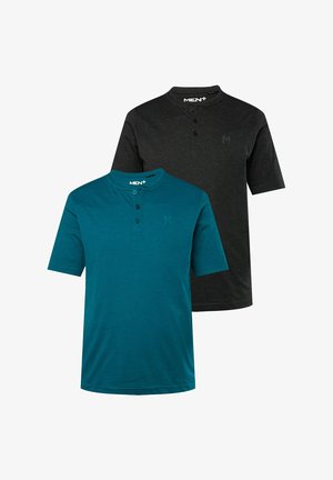 Men Plus, HENLEY 2ER-PACK HALBARM RUNDHALS - T-shirt basic - smoke blue