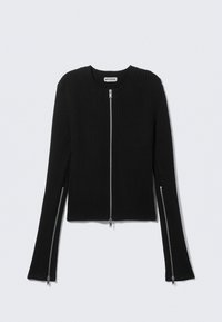 FITTED ZIP - Adīta jaka - black